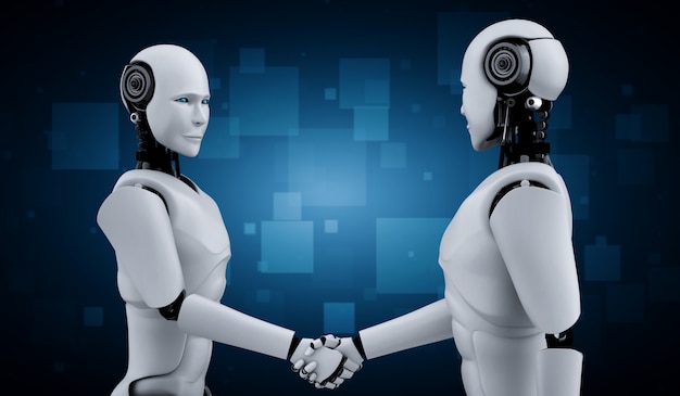 Humanoid robots handshake