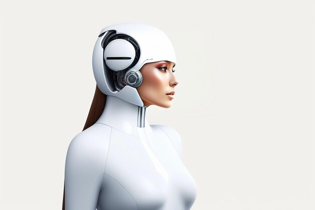 Humanoïde robotmodel poseert met futuristische technologie