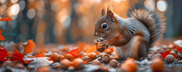 Photo humble acorns scattered on the forest floor a wallpaper