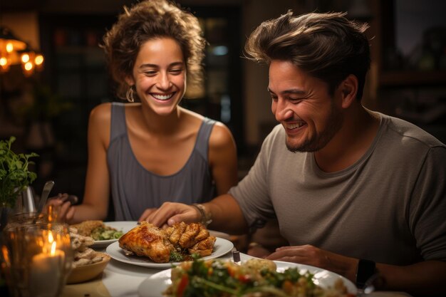 humble latino family eating chicken