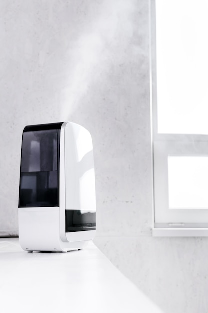 Photo humidifier located in the white hall, humidifies the room