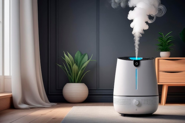 Humidifier in the room in background of modern house