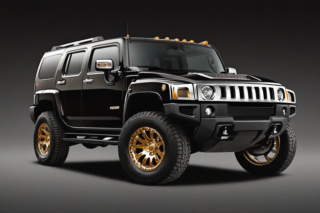 Hummer with gold rims