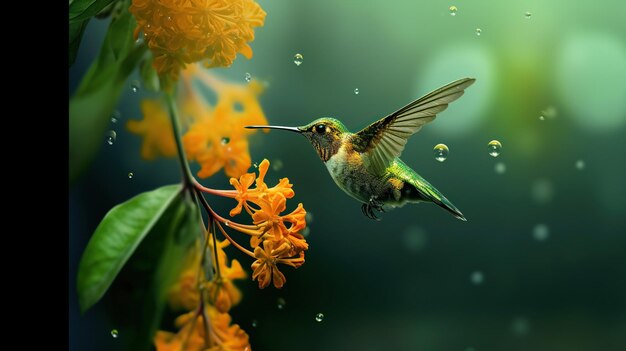 Фото Колыбельная птица летает рядом с цветом 3d колыбельный птица анна колыбельные птицы колыбельное птица питается нектаром