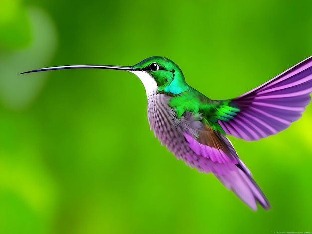 Humming bird green flying ai generated