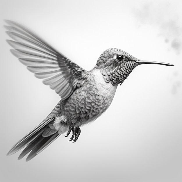 Humming bird pencil drawing AI Generative Art