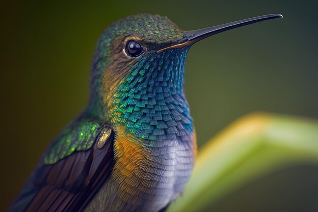 Photo hummingbird in closeup on agava plant in martinique