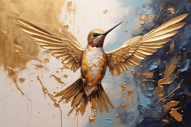 Foto colibrì in volo pittura a olio su tela arte moderna