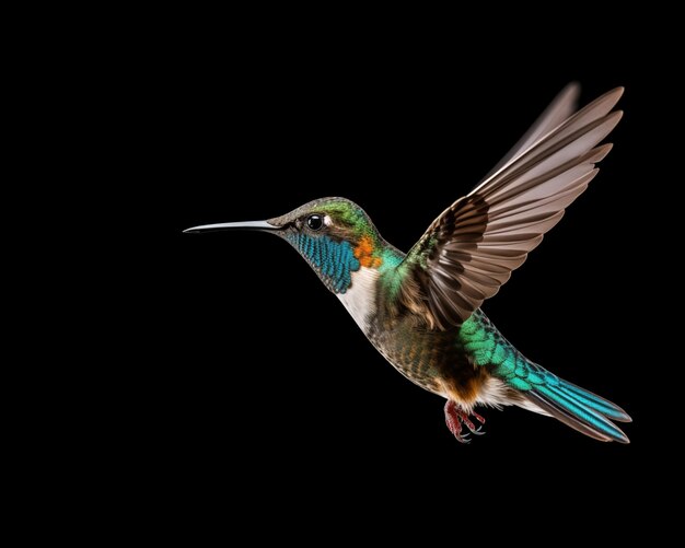 a hummingbird flying in the air