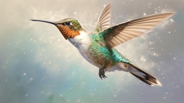 a hummingbird flying in the air