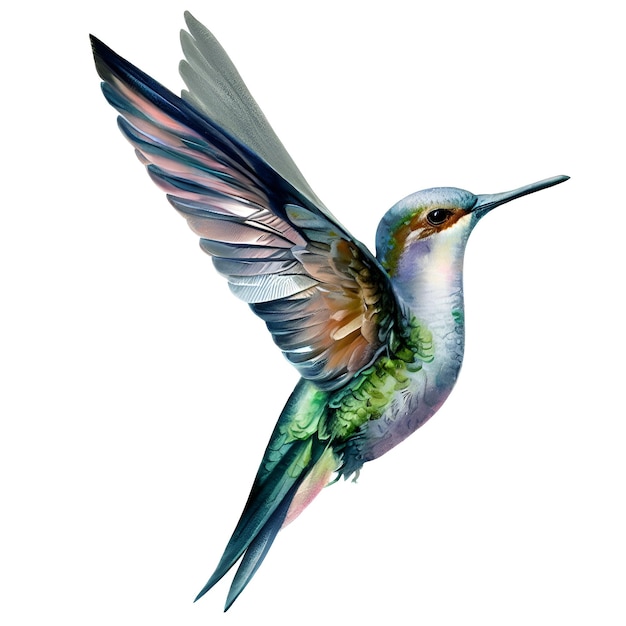 Колибри летит яркими красками рисунок колибри