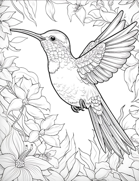 Hummingbird in Jungle Coloring Page