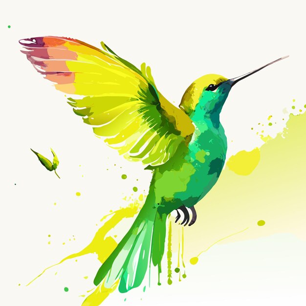 Hummingbird photo rendered with watercolor art