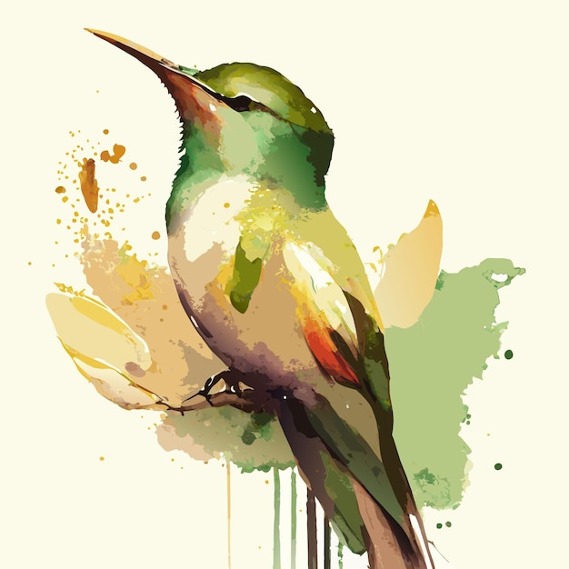 Hummingbird photo rendered with watercolor art