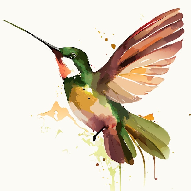 Photo hummingbird photo rendered with watercolor art