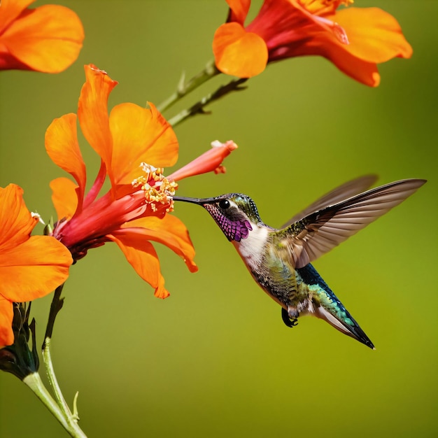 ハミングバードが花の花蜜を吸う 地球の日