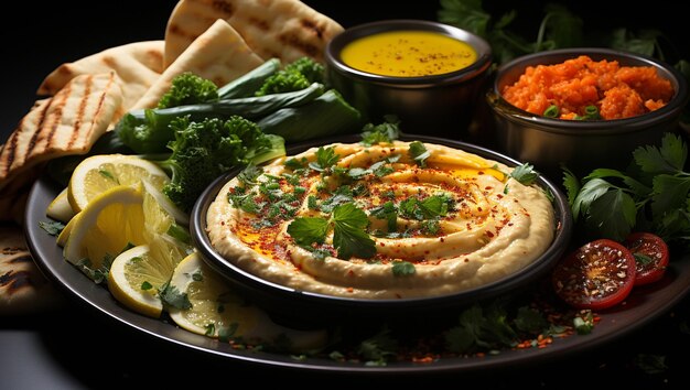 Hummus hd beeld met groente