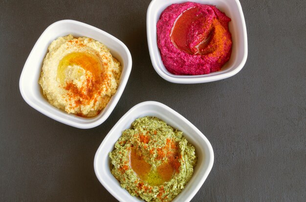 hummus. a traditional Oriental snack of chickpeas.