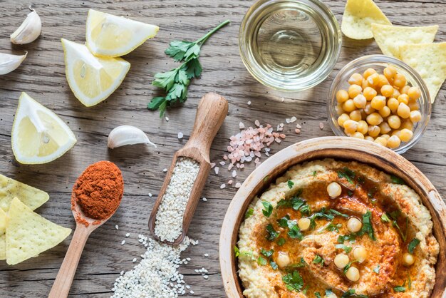 Hummus with ingredients