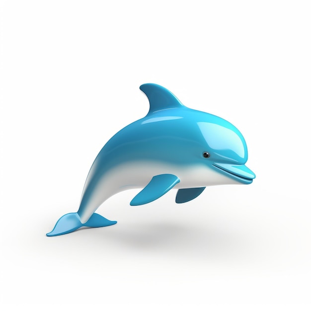Foto logo umoristico di delfino 3d in blu con disegno di personaggi giocosi