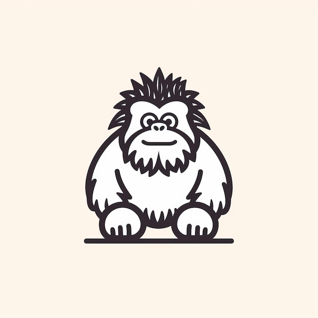 Foto adesivo umoristico bigfoot simpatico cartone animato icona sasquatch