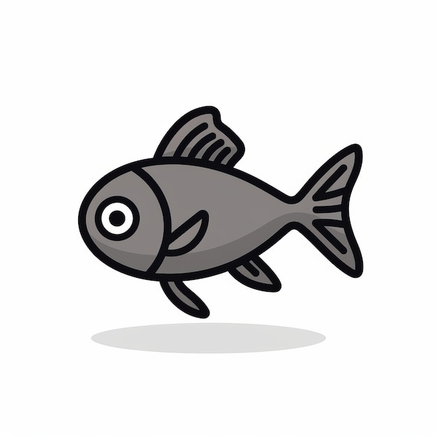 Photo humorous fish icon in handdrawn animation style