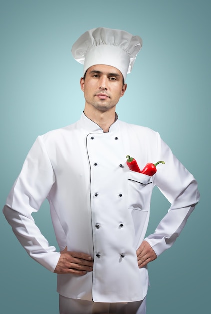 Humorous portrait of a proud chef