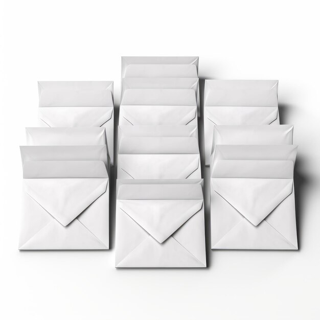 Photo humorous white envelopes on white background high definition photo