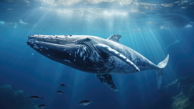 Photo humpback whale in blue water