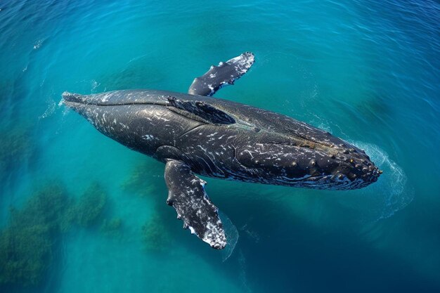 Photo a humpback whale is swimming in the ocean