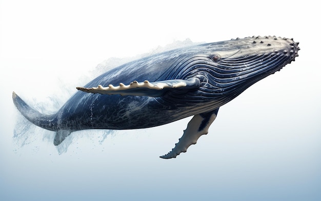 Горбатый кит изолирован на белом