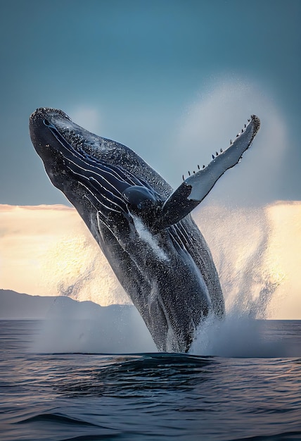 Photo humpback whale jumping generative ai