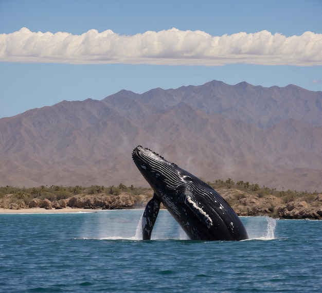 アルゼンチン島ダマス島のラグーンにあるハムバッククジラ