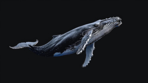 Photo humpback whale in the solid black background