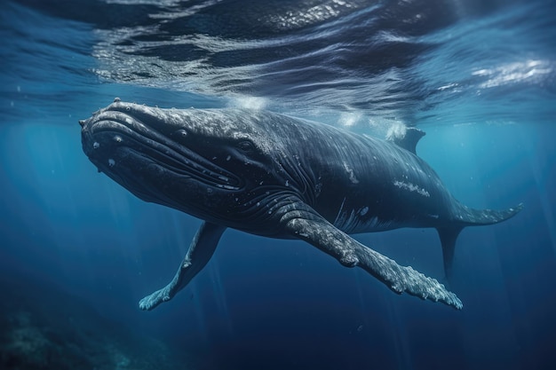 humpback whale tail underwater