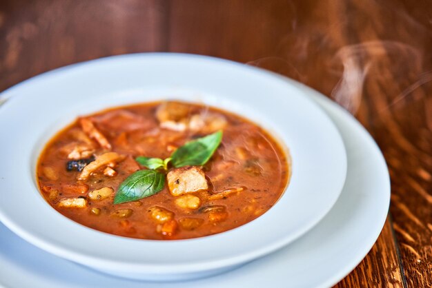 Hungarian beef stew close up