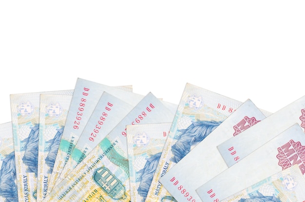 Hungarian forint bills on a light background