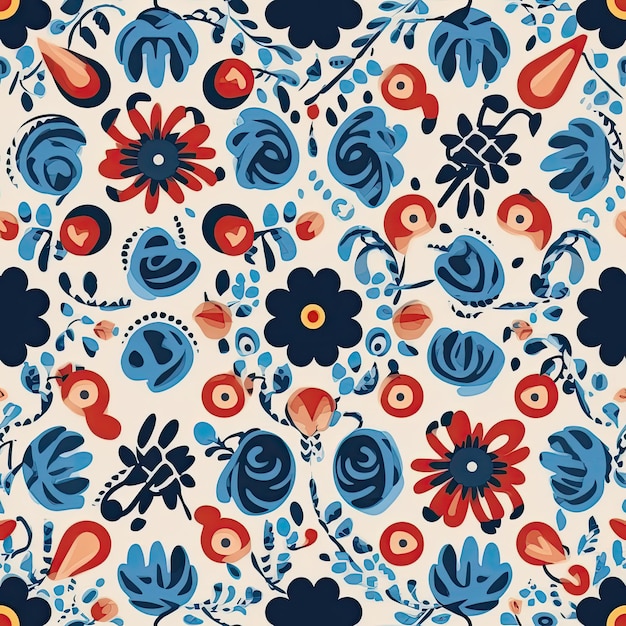 Hungarian matyo folk motif seamless pattern AI Generated