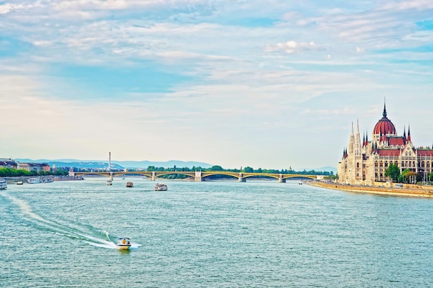 Hungarian Parliament building at Danube River in Budapest, Hungary