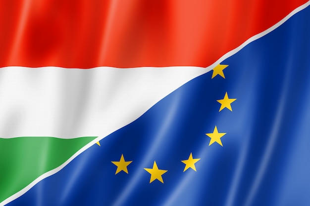 Photo hungary and europe flag