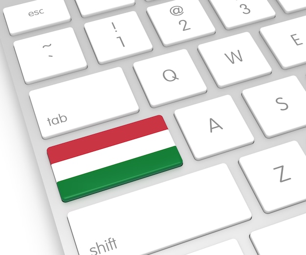 Hungary Flag on Computer Key. 3D rendering