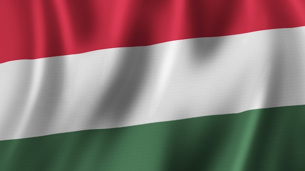 Photo hungary flag waving closeup 3d rendering with high quality image with fabric texture