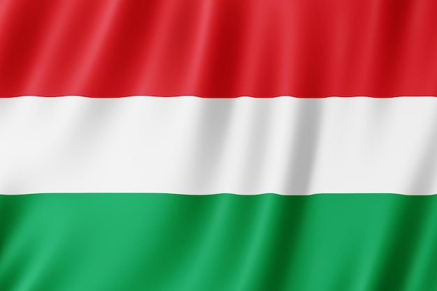 Hungary flag waving in the wind.