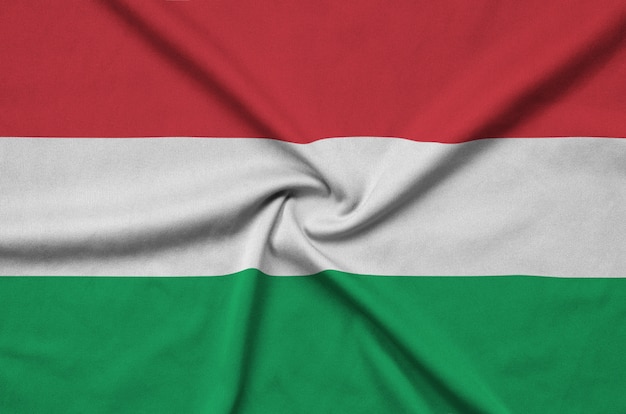 Hungary flag with many folds. 