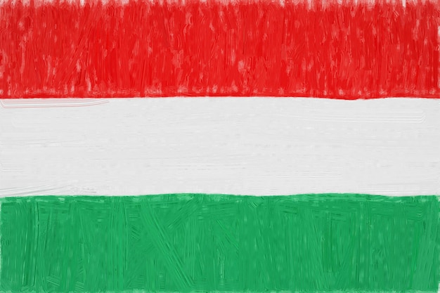 Hungary painted flag. Patriotic drawing on paper background. National flag of Hungary