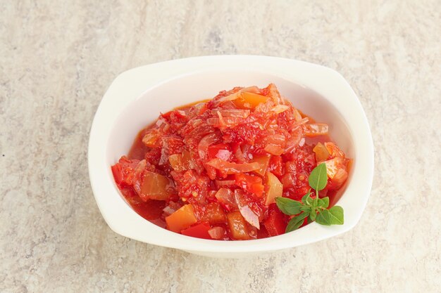 Hungary vegetarian Lecho with vegetables