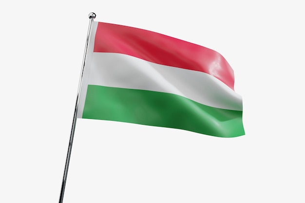 Hungary waving fabric flag isolated on white background 3D illustration