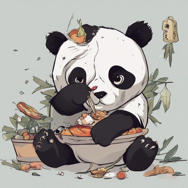 Hungry Panda Eating fantasy image ai generated art