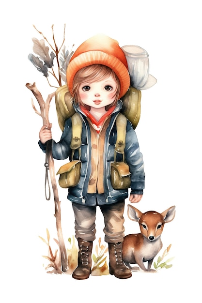 Hunter ranger watercolor clipart isolated on white background with Generative AI