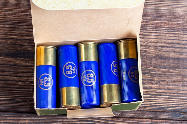 Hunting cartridges in a box